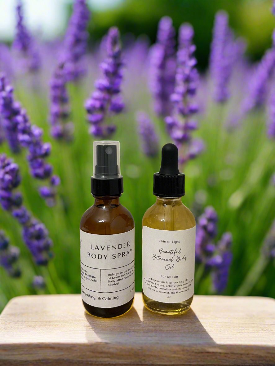 Organic Lavender Body Spray + Beautiful Botanical Body Oil Duo