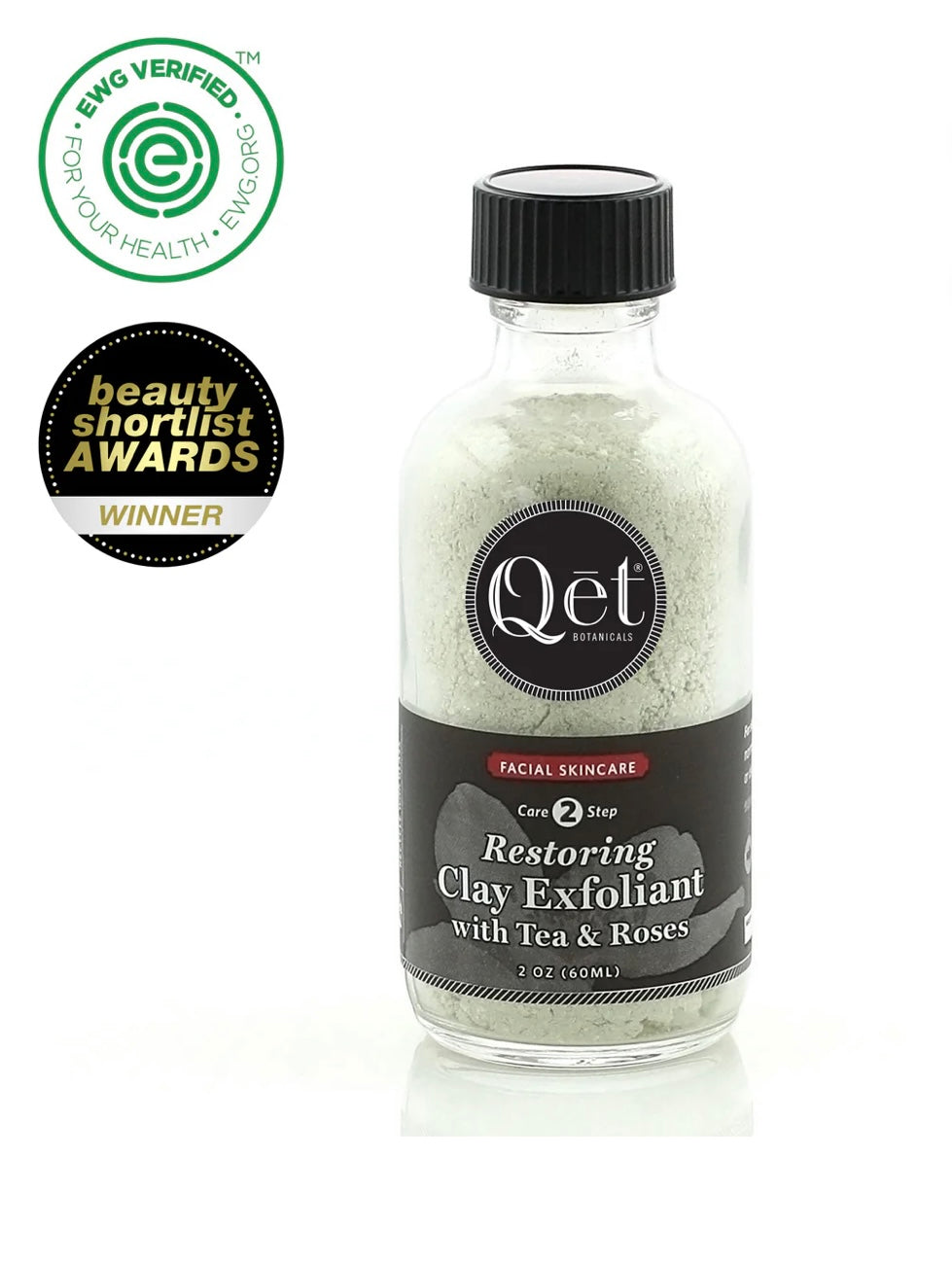 Qet Botanicals Restoring Clay Exfoliant - Green Tea & Roses - Skin of Light