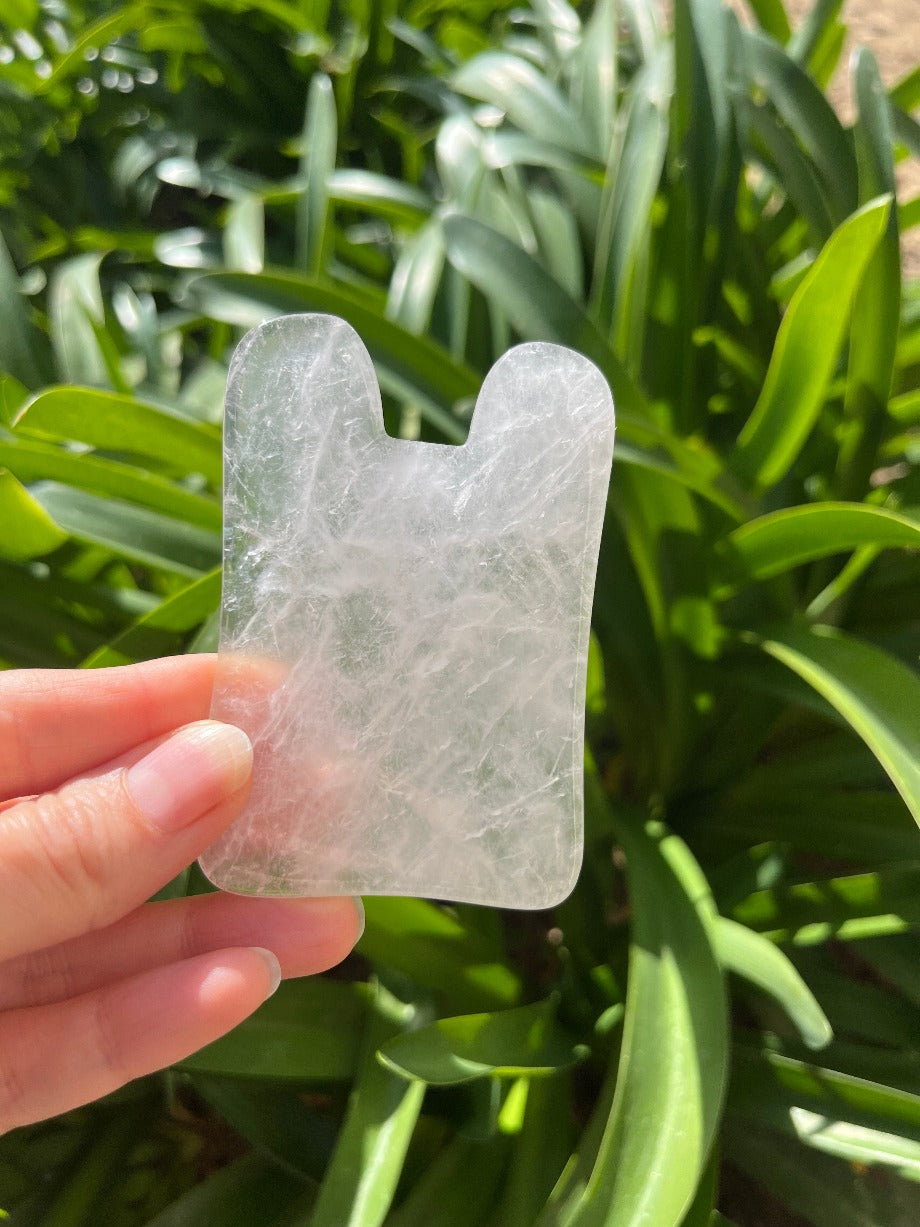 Clear Quartz Concave Gua Sha - Natural Beauty Tool - Skin of Light