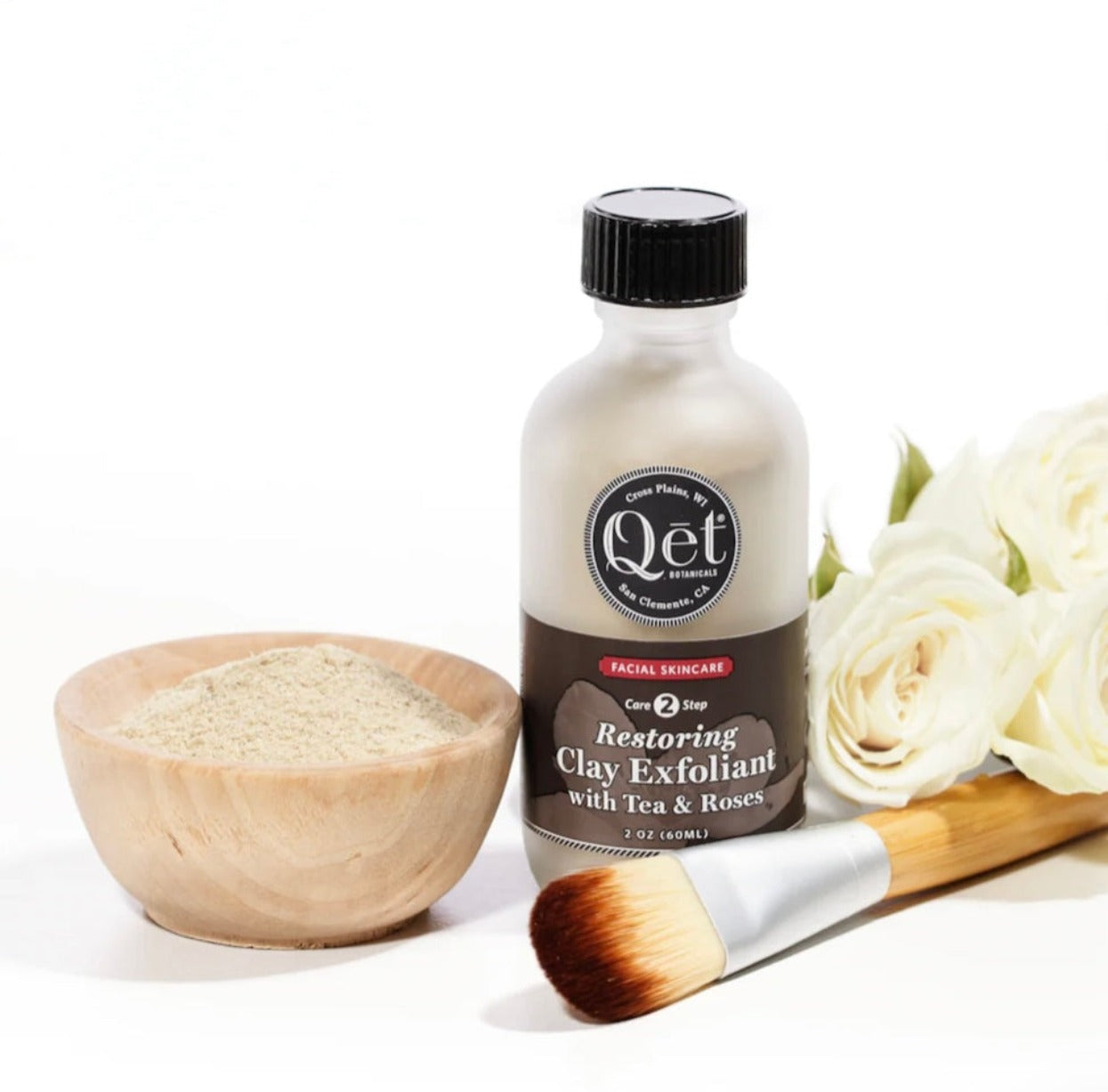 Qet Botanicals Restoring Clay Exfoliant - Green Tea & Roses - Skin of Light