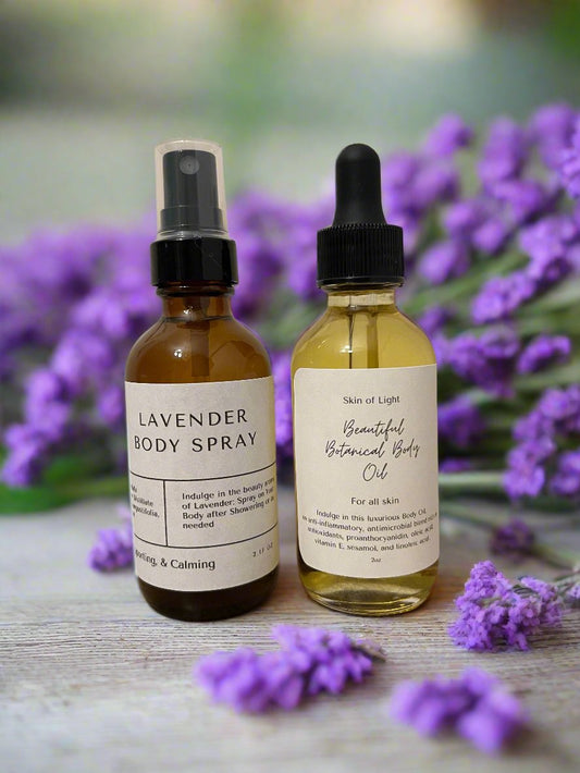 Organic Lavender Body Spray + Beautiful Botanical Body Oil Duo